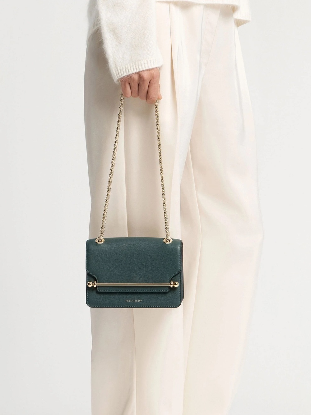 Strathberry East West Mini Bag in Bottle Green